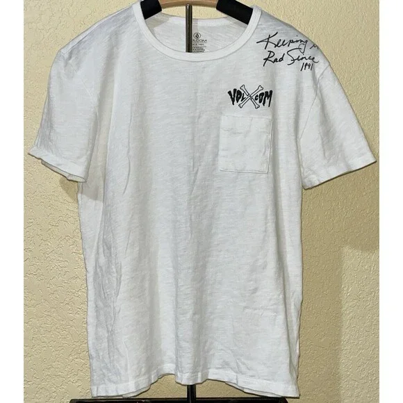 Volcom T-Shirt Men's Size Small S Short Sleeve Pocket Crew Neck White - Picture 1 of 6